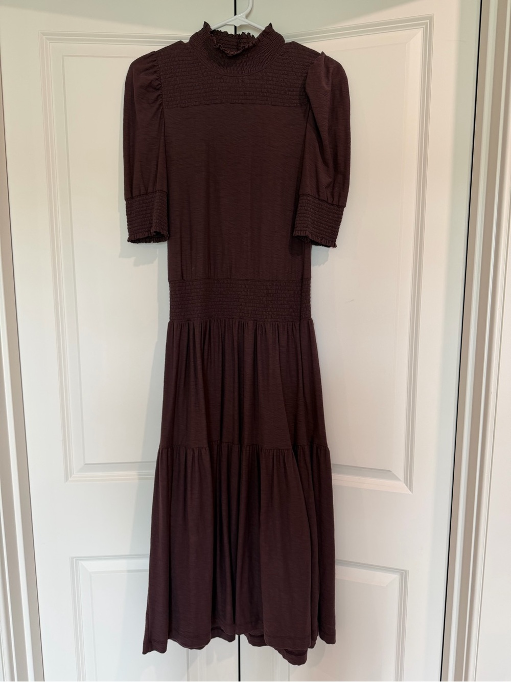Nation LTD Smocked Midi Dress in Plum